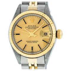 Rolex Ladies Datejust Steel and Yellow Gold Champagne Black Index Watch