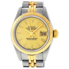 Rolex Ladies Datejust Steel and Yellow Gold Champagne Index Watch Jubilee