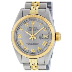 Rolex Ladies Datejust Steel and Yellow Gold Gray Roman Watch Jubilee Band