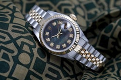 Rolex Ladies Datejust Vintage Two Tone Black MOP Dial with Diamond Watch