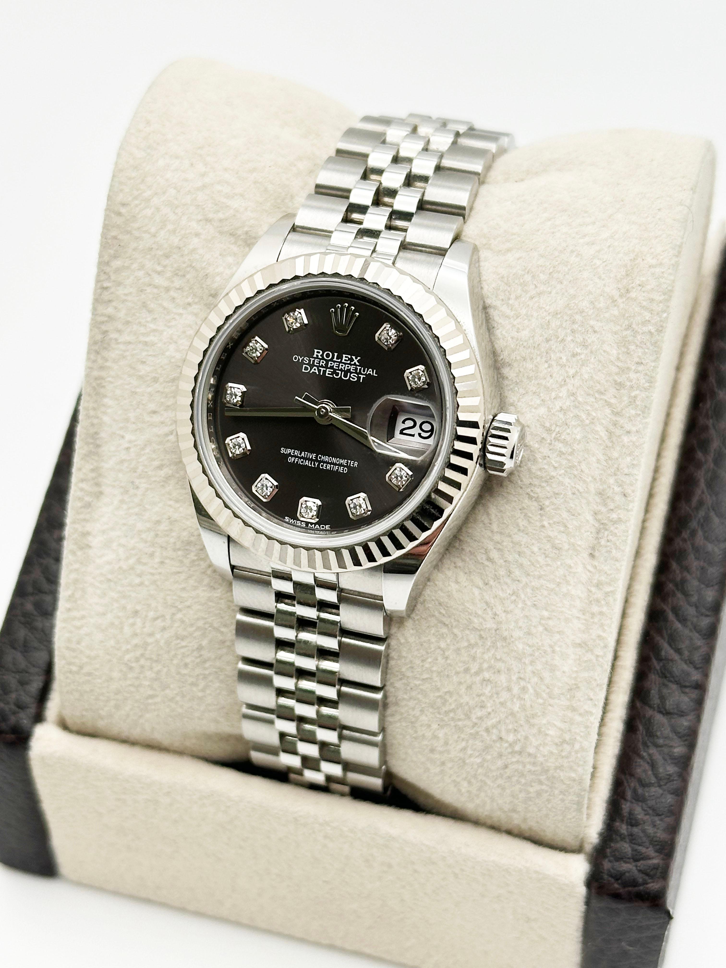 Rolex Damen Datejust 279174 28mm dunkelgrau Diamant Zifferblatt Stahl 18K Weißgold im Angebot 1