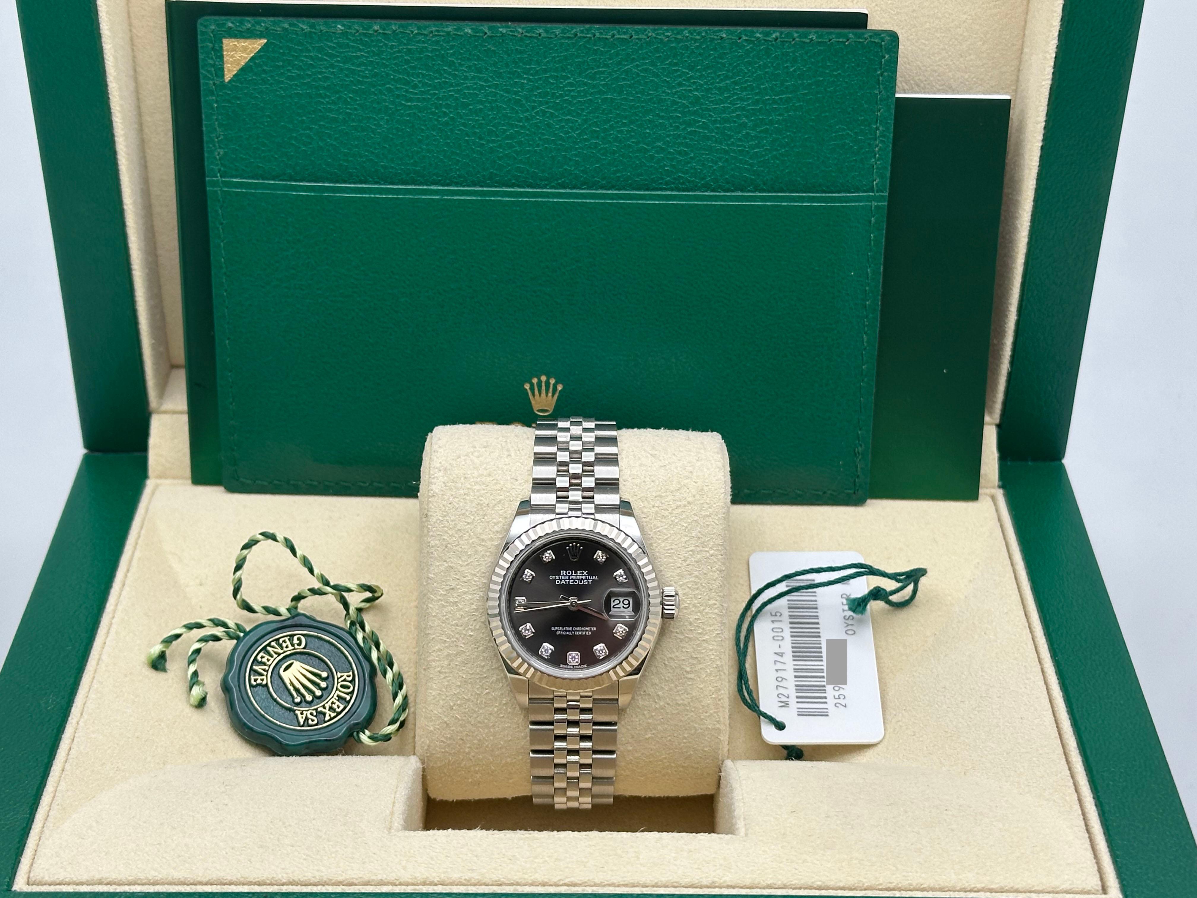 Rolex Damen Datejust 279174 28mm dunkelgrau Diamant Zifferblatt Stahl 18K Weißgold im Angebot 4