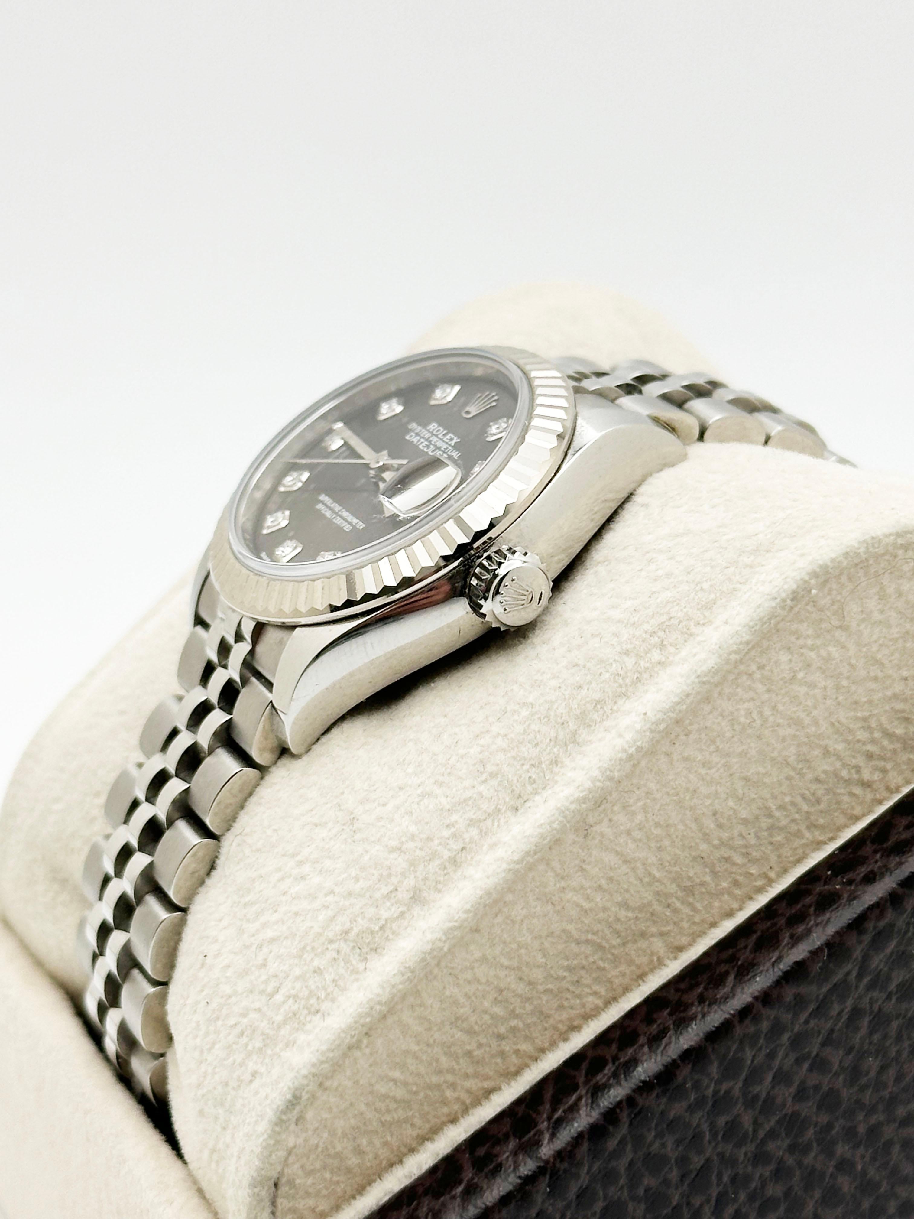 Rolex Damen Datejust 279174 28mm dunkelgrau Diamant Zifferblatt Stahl 18K Weißgold im Angebot 6