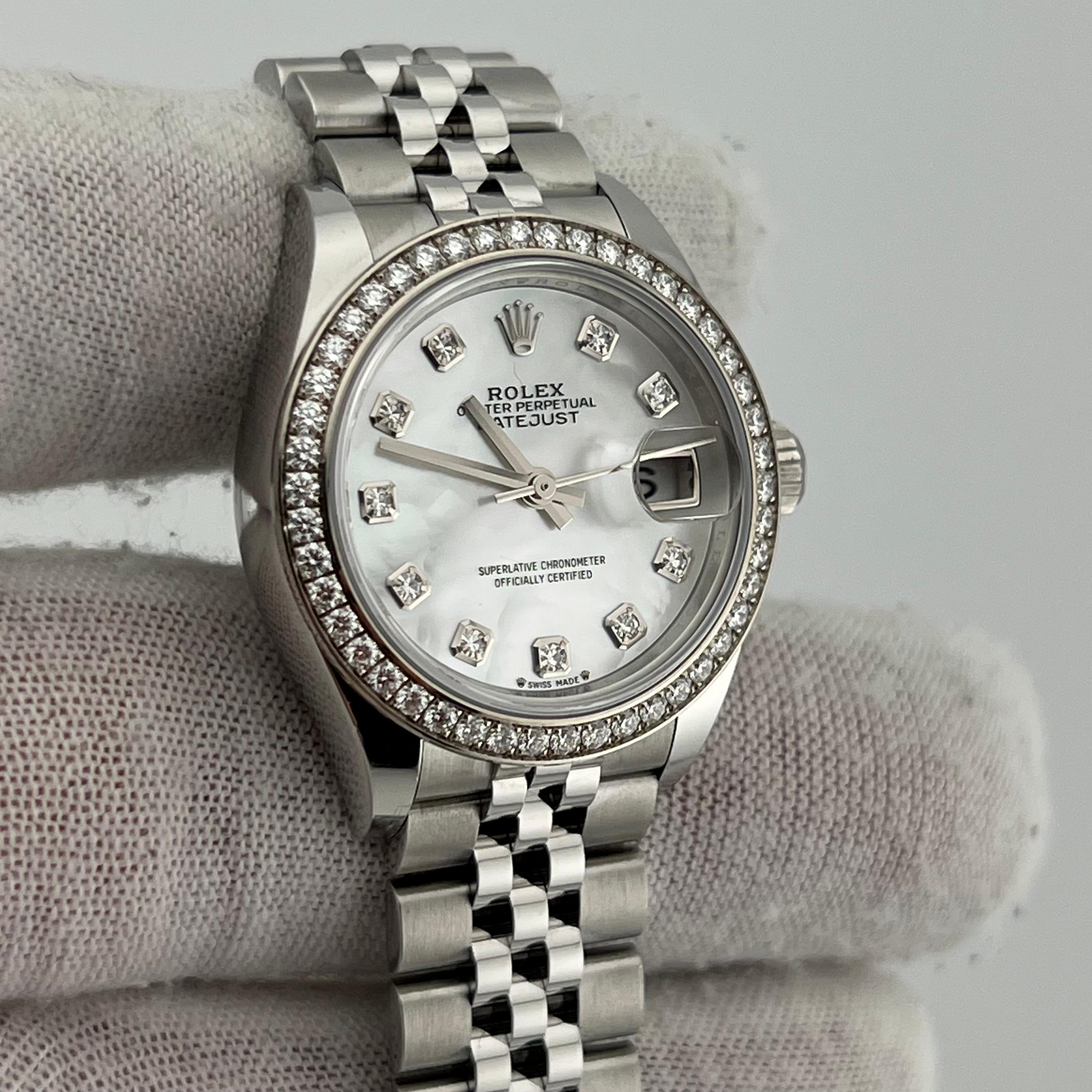 Rolex Ladies Datejust 279384RBR 28mm MOP Diamond Dial & Bezel Steel Box Paper 1