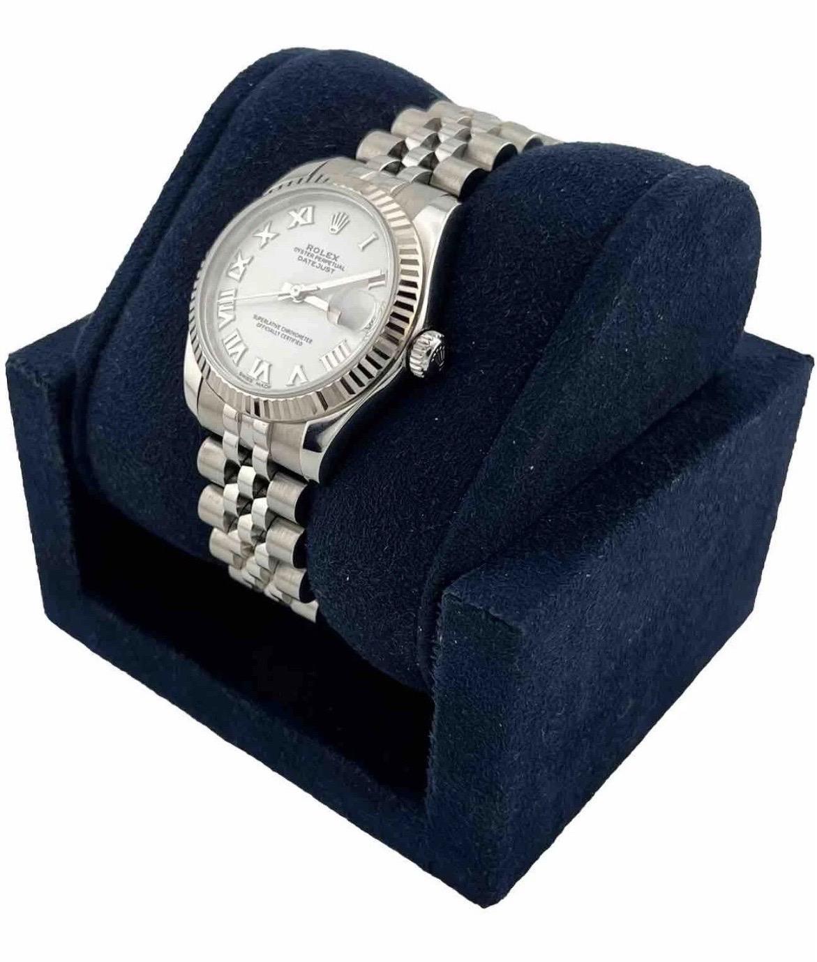 Rolex Donna DateJust 31mm Bracciale Giubileo in acciaio inossidabile Quadrante bianco 178274 In condizioni buone in vendita a Boca Raton, FL