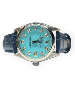 Rolex Ladies Datejust Tiffany Blue Diamond 6694 on Leather