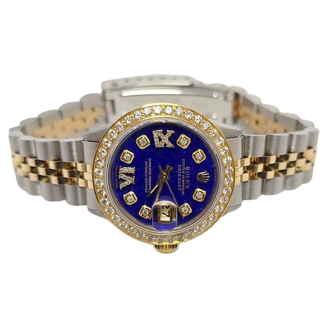 Rolex Ladies Datejust 6517 Lapis Lazuli Diamond Jubilee Roman For Sale