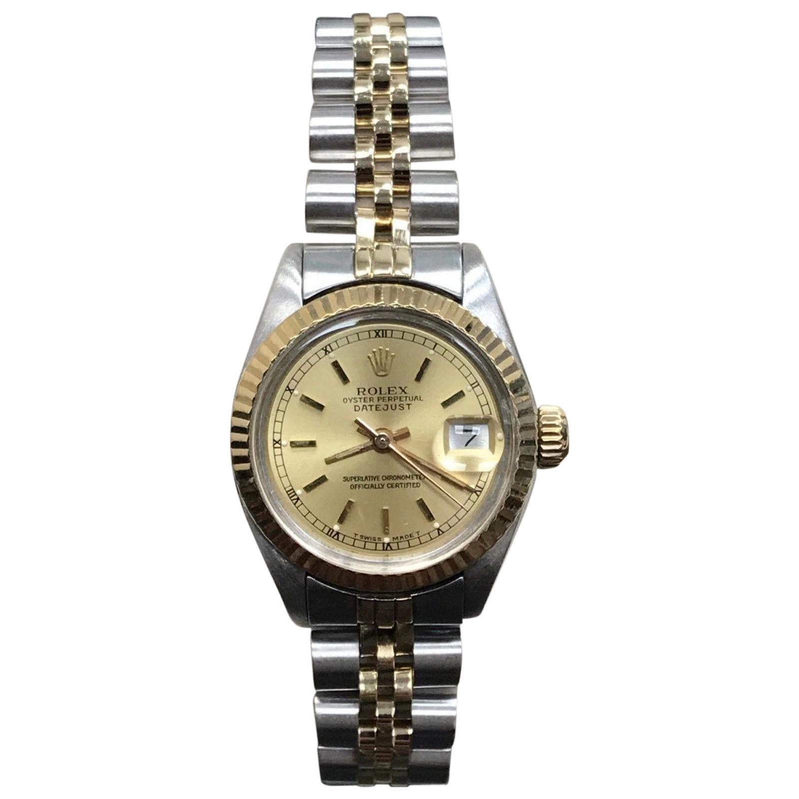 Rolex Ladies Datejust 6916 Champagne Dial 18 Karat Gold and Stainless Steel
