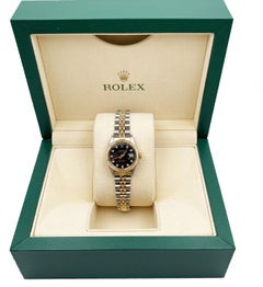 Rolex Ladies Datejust 69160 Black Jubilee Diamond Dial 18K Yellow Gold Stainless