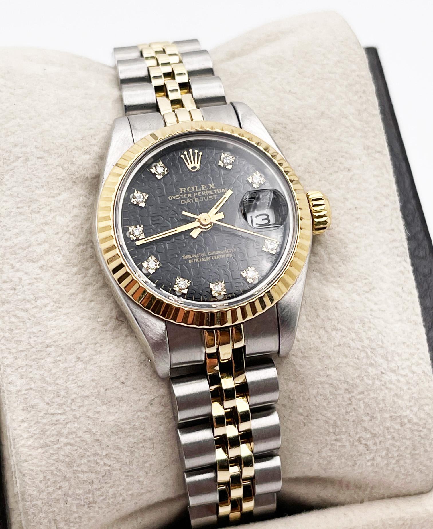 rolex lady datejust black diamond dial