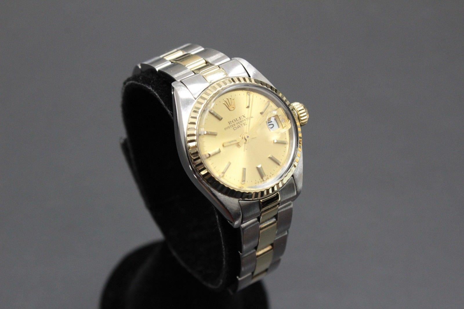 Rolex Ladies Datejust 6917 14 Karat Gold and Stainless Steel Champagne Dial In Excellent Condition In San Diego, CA