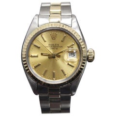 Vintage Rolex Ladies Datejust 6917 14 Karat Gold and Stainless Steel Champagne Dial