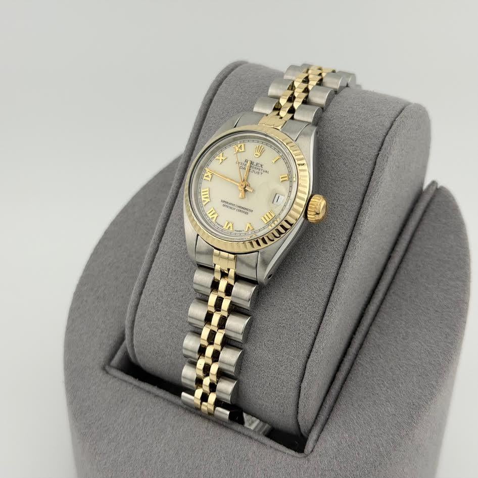 Donna Rolex Ladies Datejust 6917 26mm Cream Dial 14k Yellow Gold Steel Jubilee in vendita