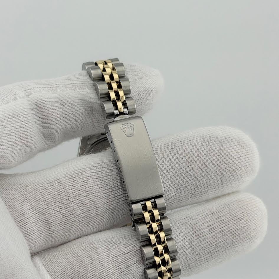 Rolex Ladies Datejust 6917 26mm Cream Dial 14k Yellow Gold Steel Jubilee in vendita 3