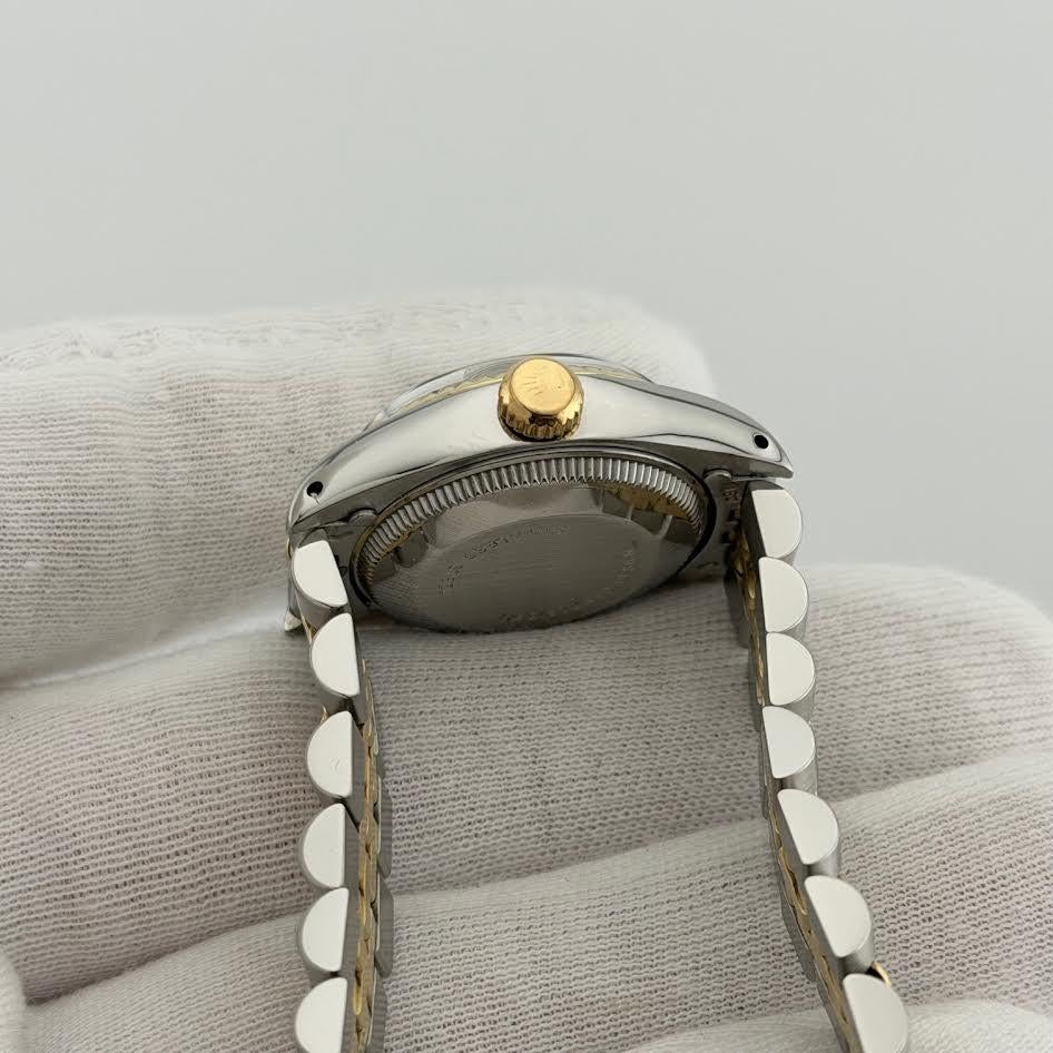 Rolex Ladies Datejust 6917 26mm Cream Dial 14k Yellow Gold Steel Jubilee in vendita 4