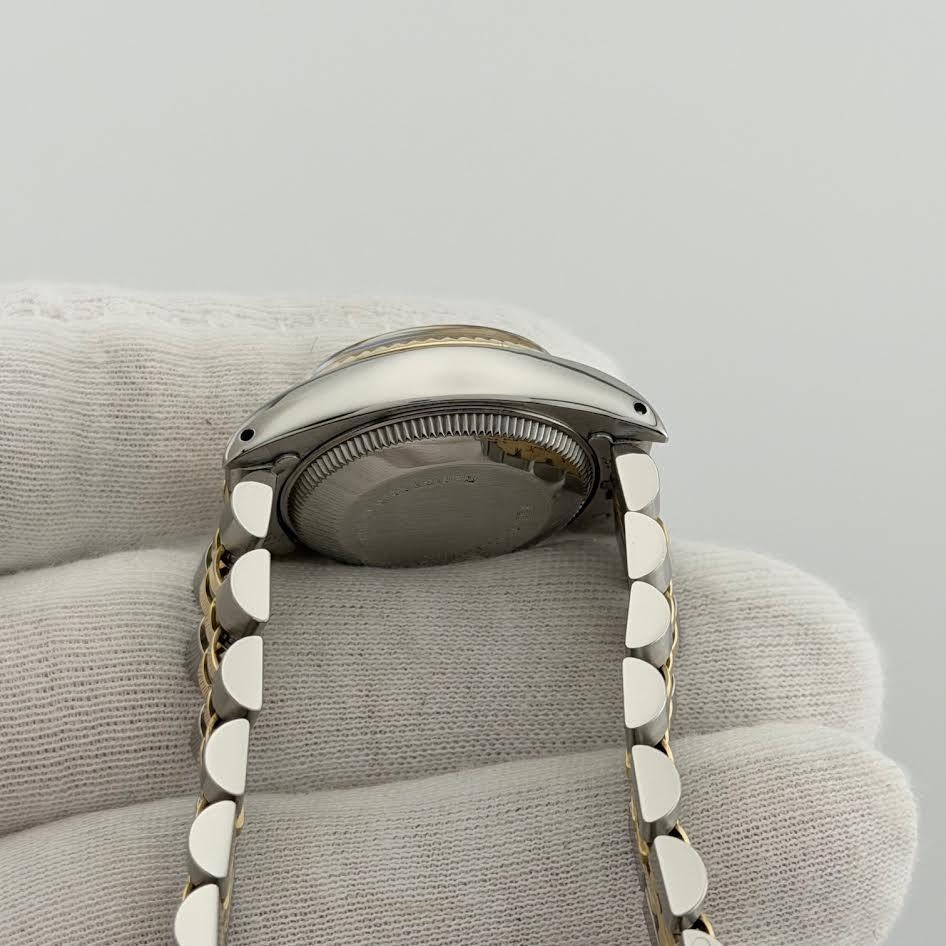 Rolex Ladies Datejust 6917 26mm Cream Dial 14k Yellow Gold Steel Jubilee in vendita 5