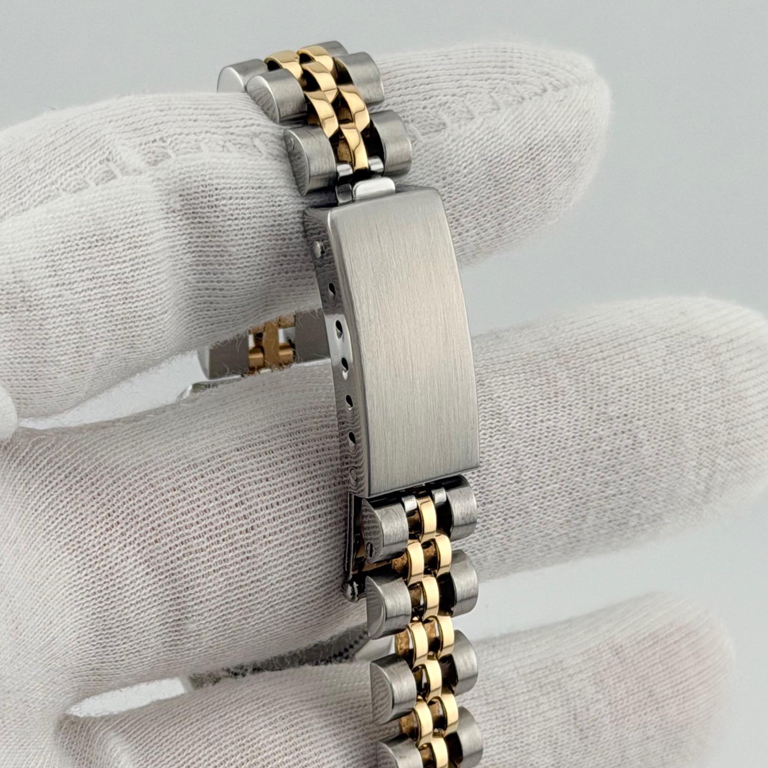 Rolex Ladies Datejust 6917 26mm Pave Diamond Dial Diamond Bezel 18k Gold Steel Damen im Angebot