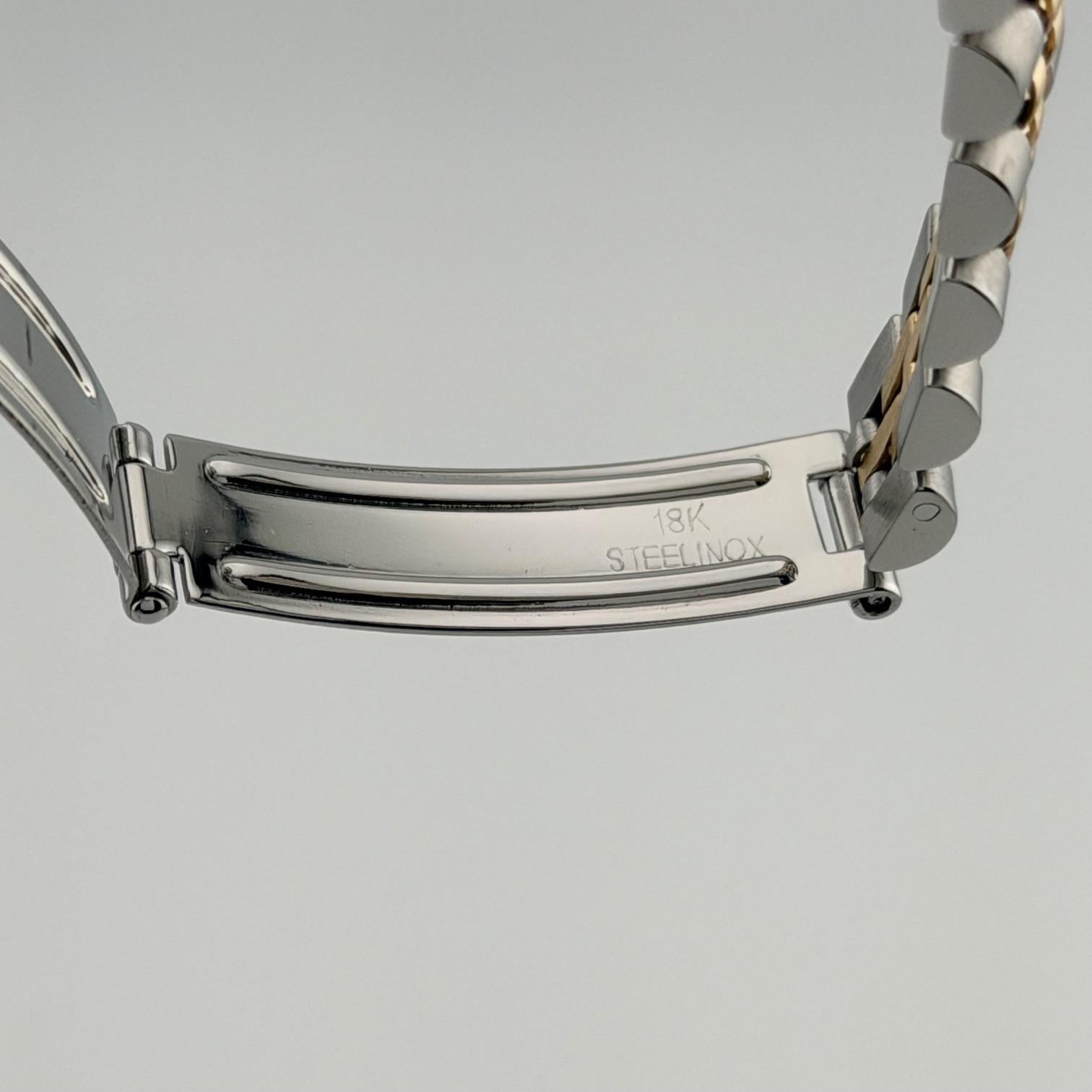 Rolex Ladies Datejust 6917 26mm Pave Diamond Dial Diamond Bezel 18k Gold Steel im Angebot 4