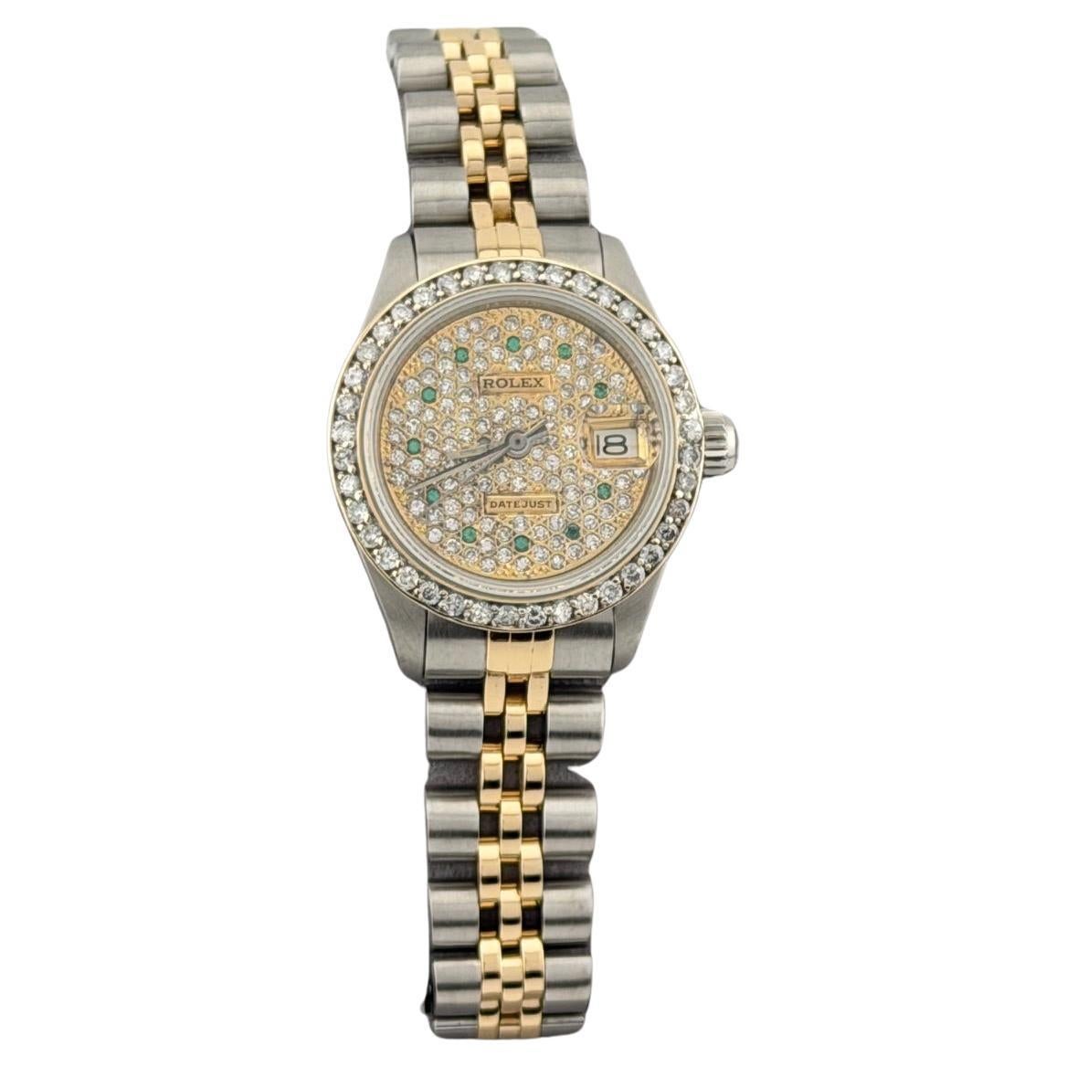 Rolex Ladies Datejust 6917 26mm Pave Diamond Dial Diamond Bezel 18k Gold Steel