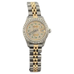 Rolex Ladies Datejust 6917 26mm Pave Diamond Dial Diamond Bezel 18k Gold Steel
