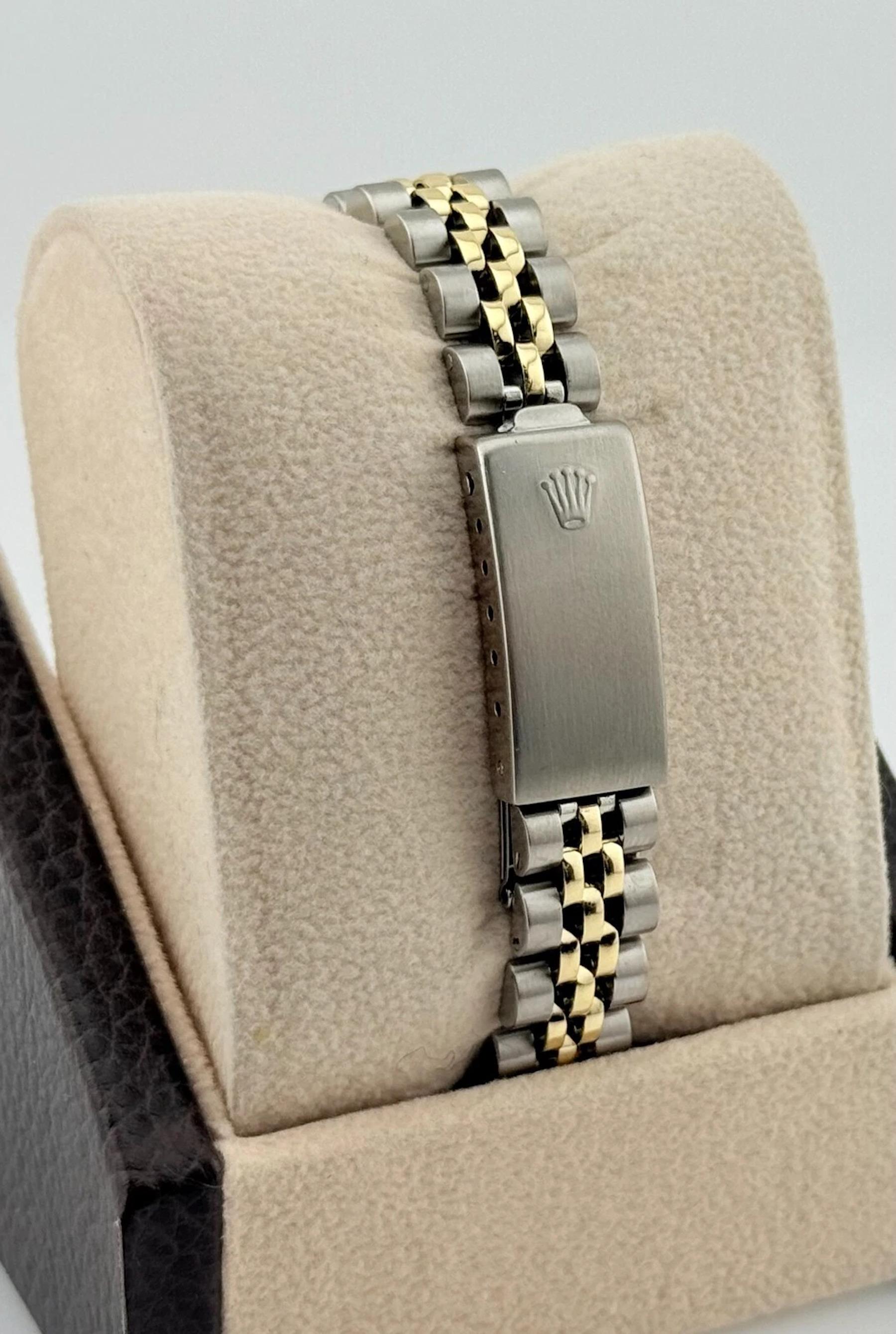 Rolex Ladies Datejust 6917 Black Diamond Dial 14K Yellow Gold Stainless Jubilee For Sale 1