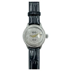 Vintage Rolex Ladies Datejust 6917 Diamond Dial Diamond Bezel Stainless Leather Strap