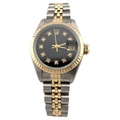 Rolex Ladies Datejust 69173 26mm Esfera Diamante Negro Oro 18k Acero Inoxidable