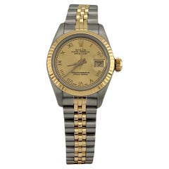 Rolex Datejust 69173 26mm Champagne Quadrante Romano Oro 18K Acciaio inossidabile