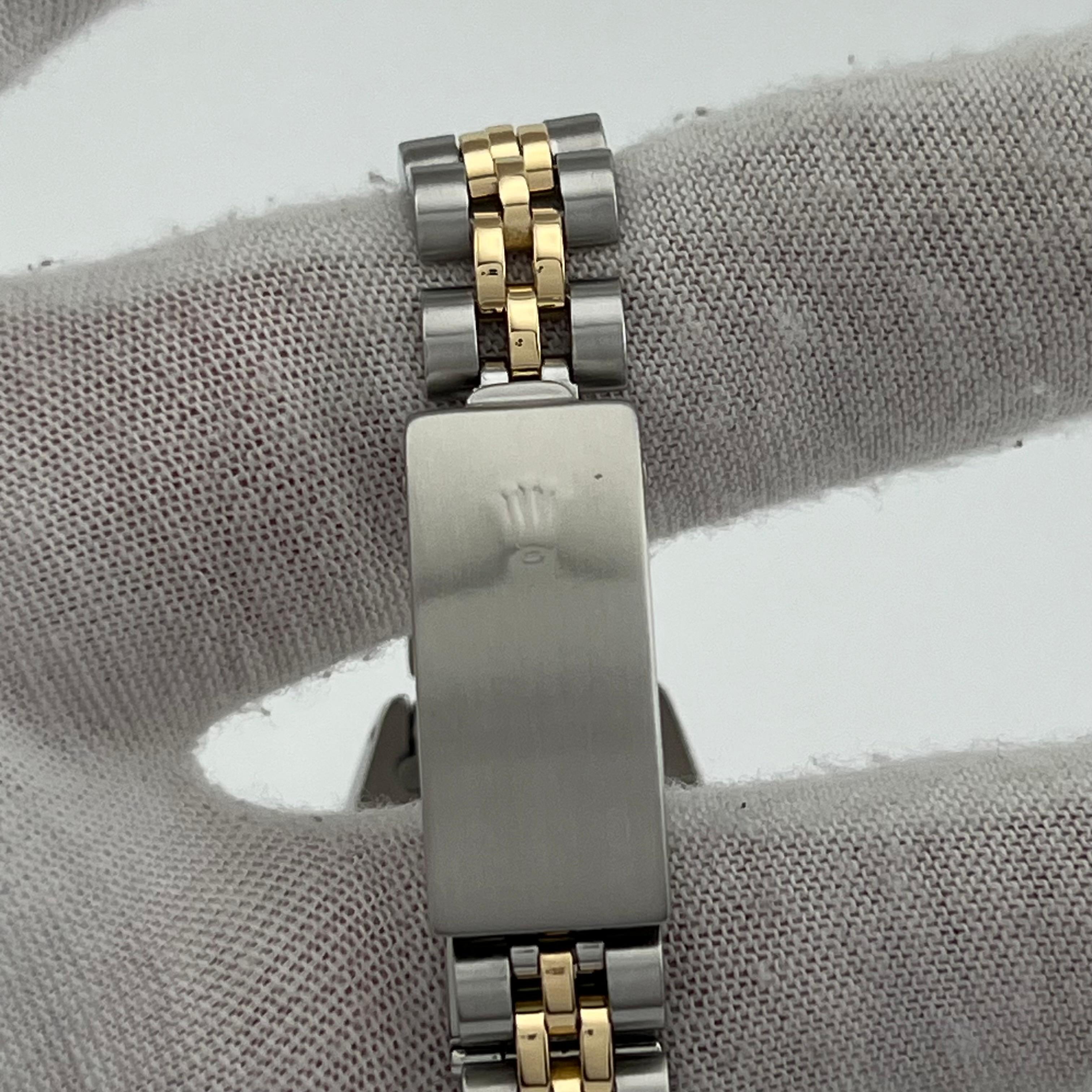 De las mujeres Rolex Ladies Datejust 69173 Esfera Tapiz Negro Oro Amarillo 18K Caja Acero Papel