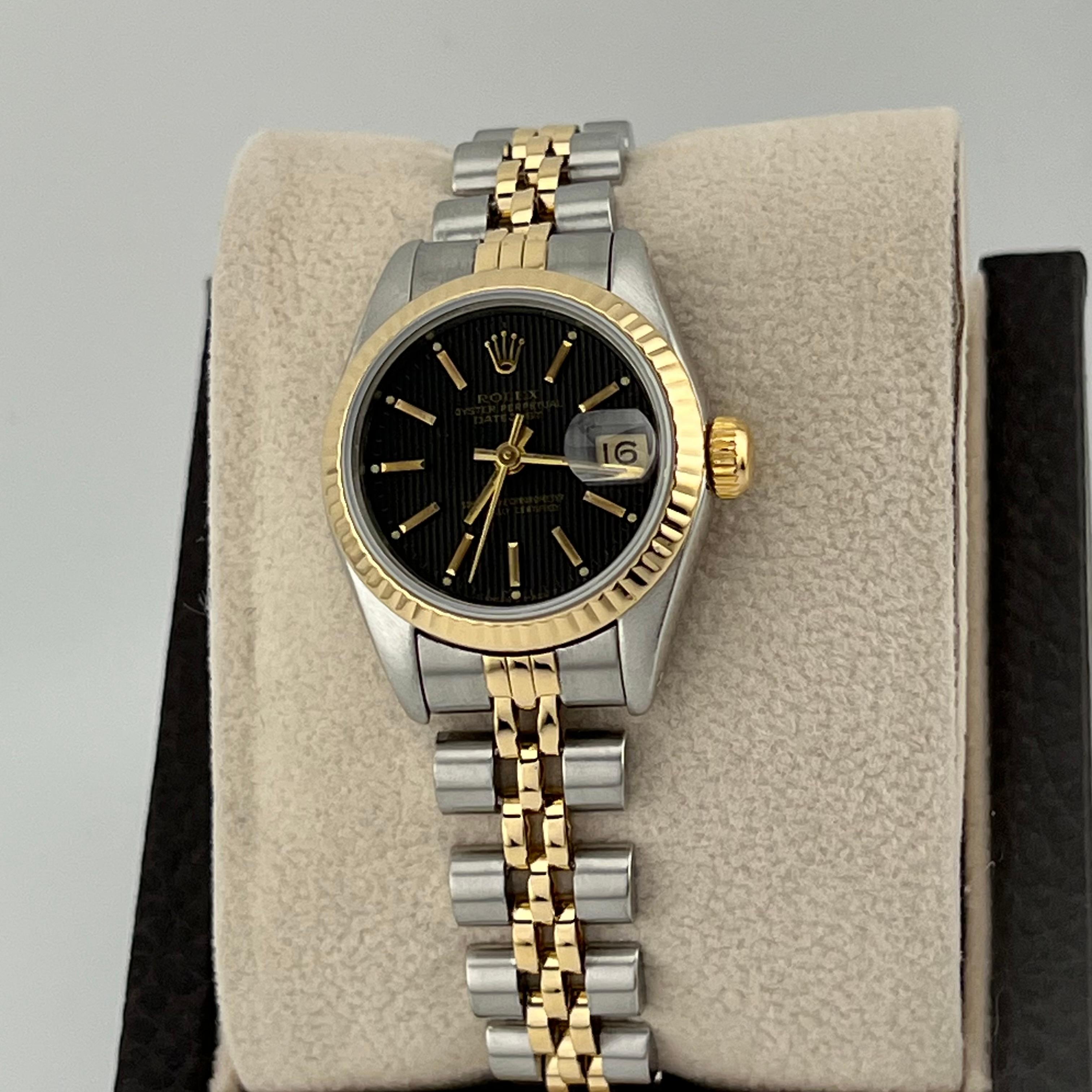 Rolex Ladies Datejust 69173 Esfera Tapiz Negro Oro Amarillo 18K Caja Acero Papel 3