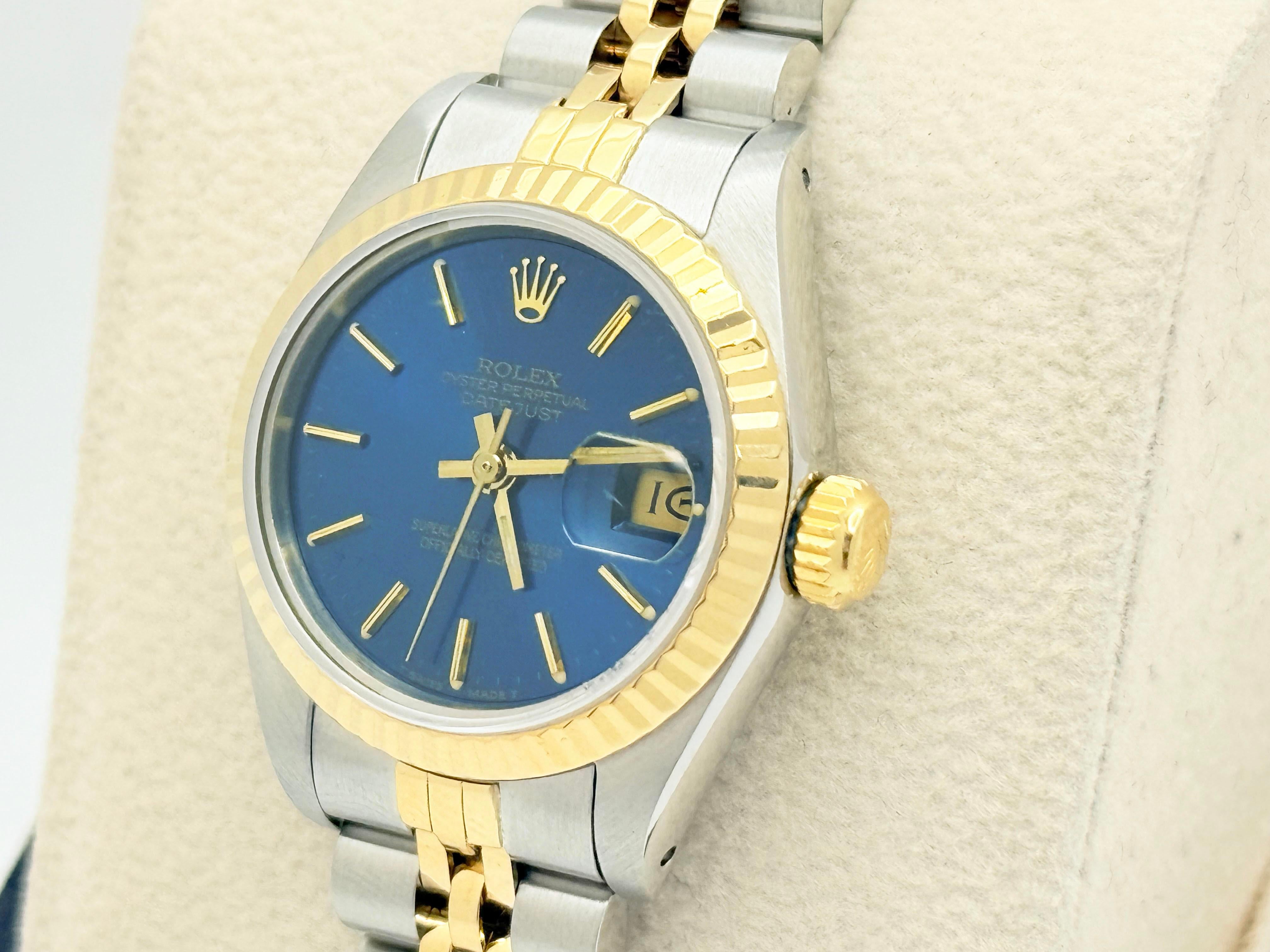 De las mujeres Rolex Ladies Datejust 69173 Esfera Azul Oro Amarillo 18K Acero Inoxidable 26mm en venta