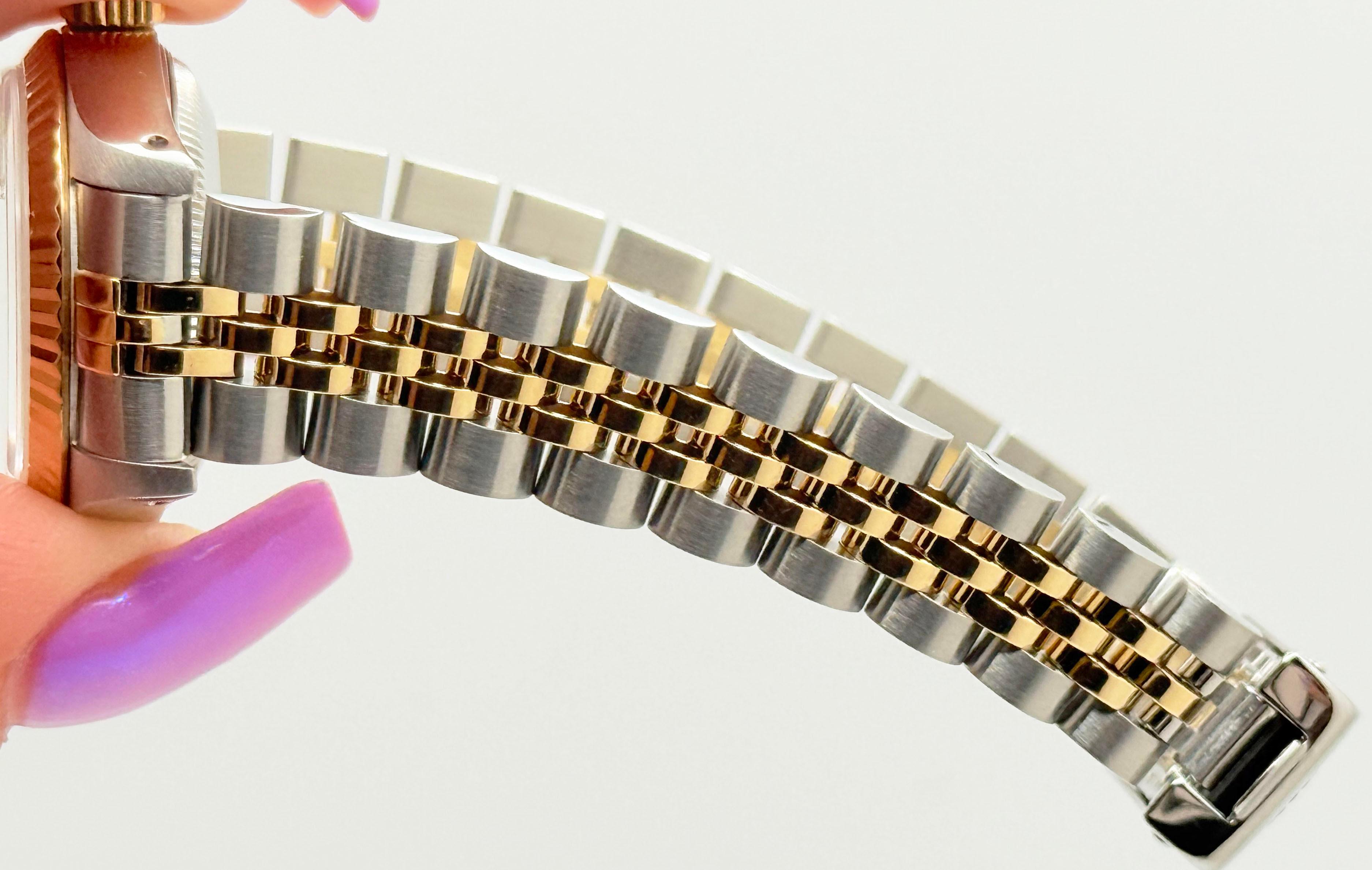 Rolex Ladies Datejust 69173 Esfera Azul Oro Amarillo 18K Acero Inoxidable 26mm en venta 5