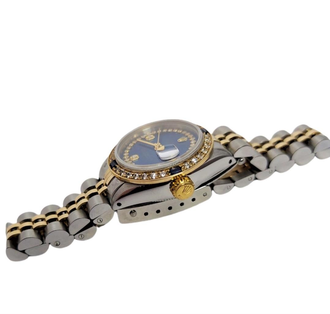 Rolex Ladies Datejust 69173 Blauer String Diamant Saphir Jubilee (Moderne) im Angebot