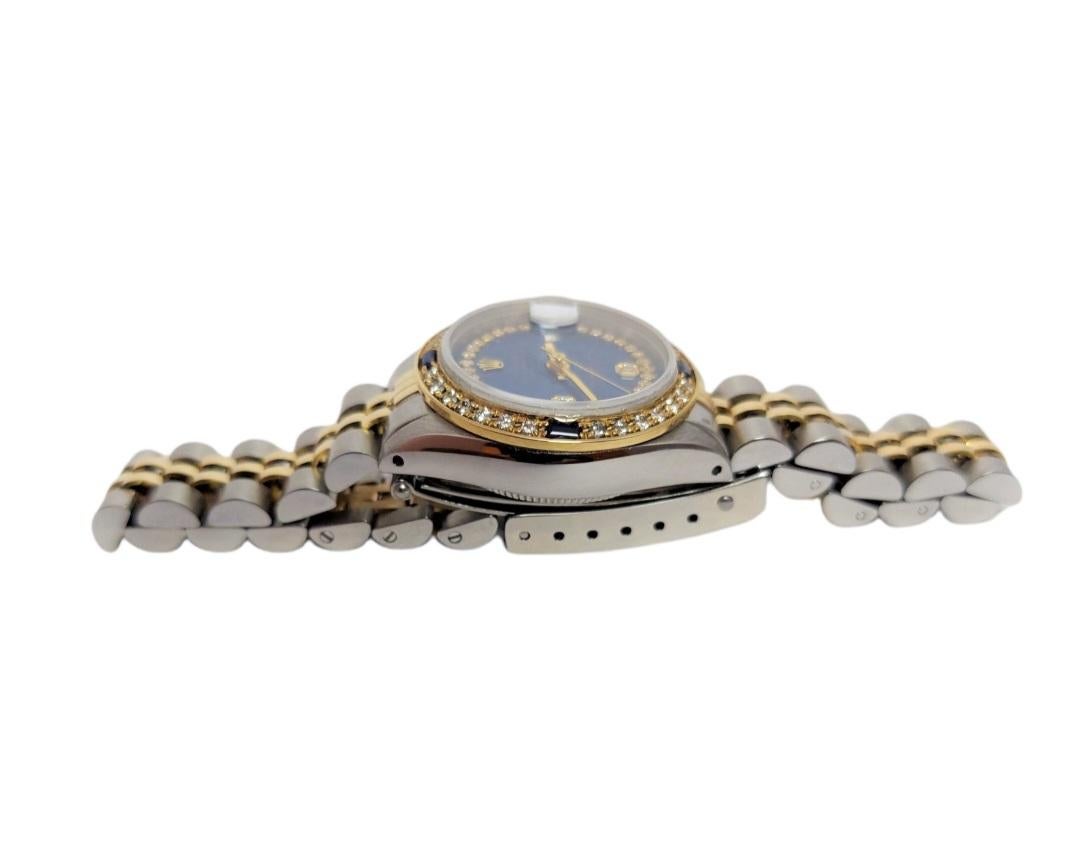 Rolex Ladies Datejust 69173 Blauer String Diamant Saphir Jubilee (Rundschliff) im Angebot