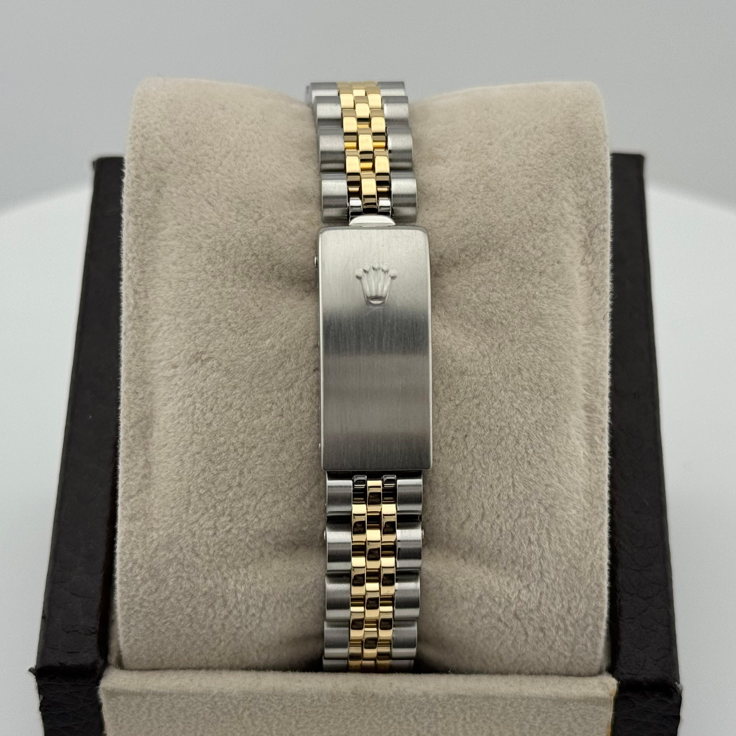 Rolex Ladies Datejust 69173 Esfera diamante viñeta azul Oro 18K Caja Papeles en venta 1