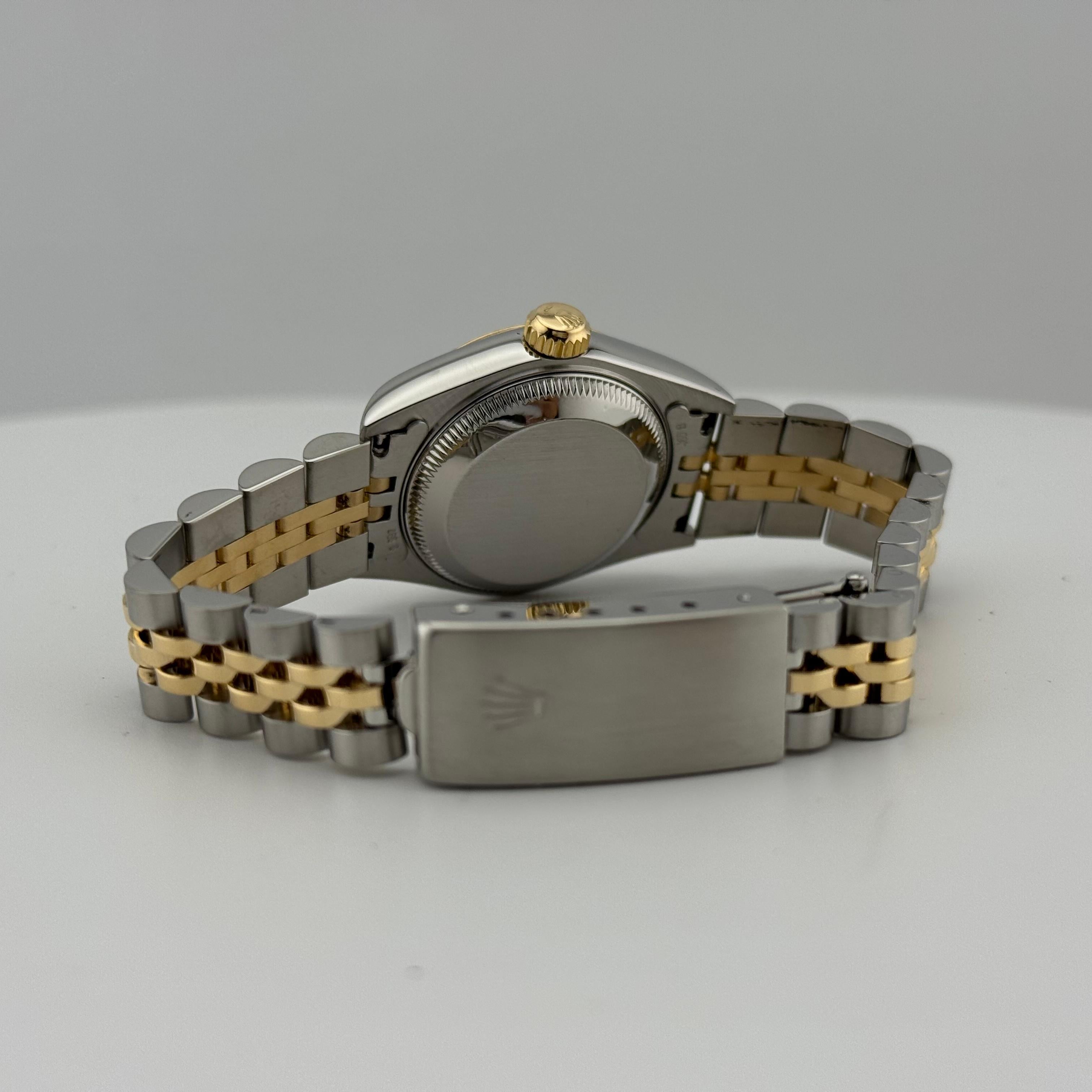 Rolex Ladies Datejust 69173 Esfera diamante viñeta azul Oro 18K Caja Papeles en venta 3
