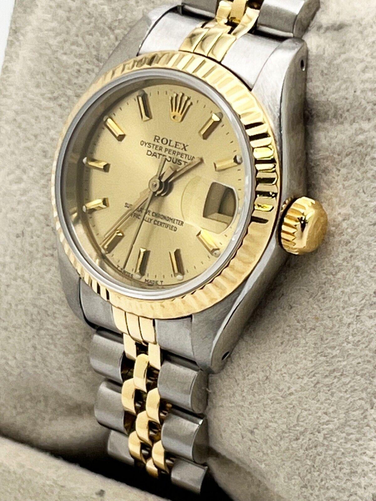 Rolex Ladies Datejust 69173 Champagne Dial 18K Gold Stainless Steel Box Papers 2