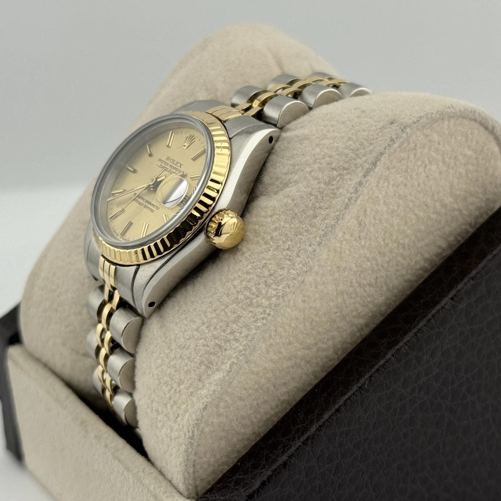 Rolex Ladies Datejust 69173 Champagner Zifferblatt 18K Gold Edelstahl Damen im Angebot