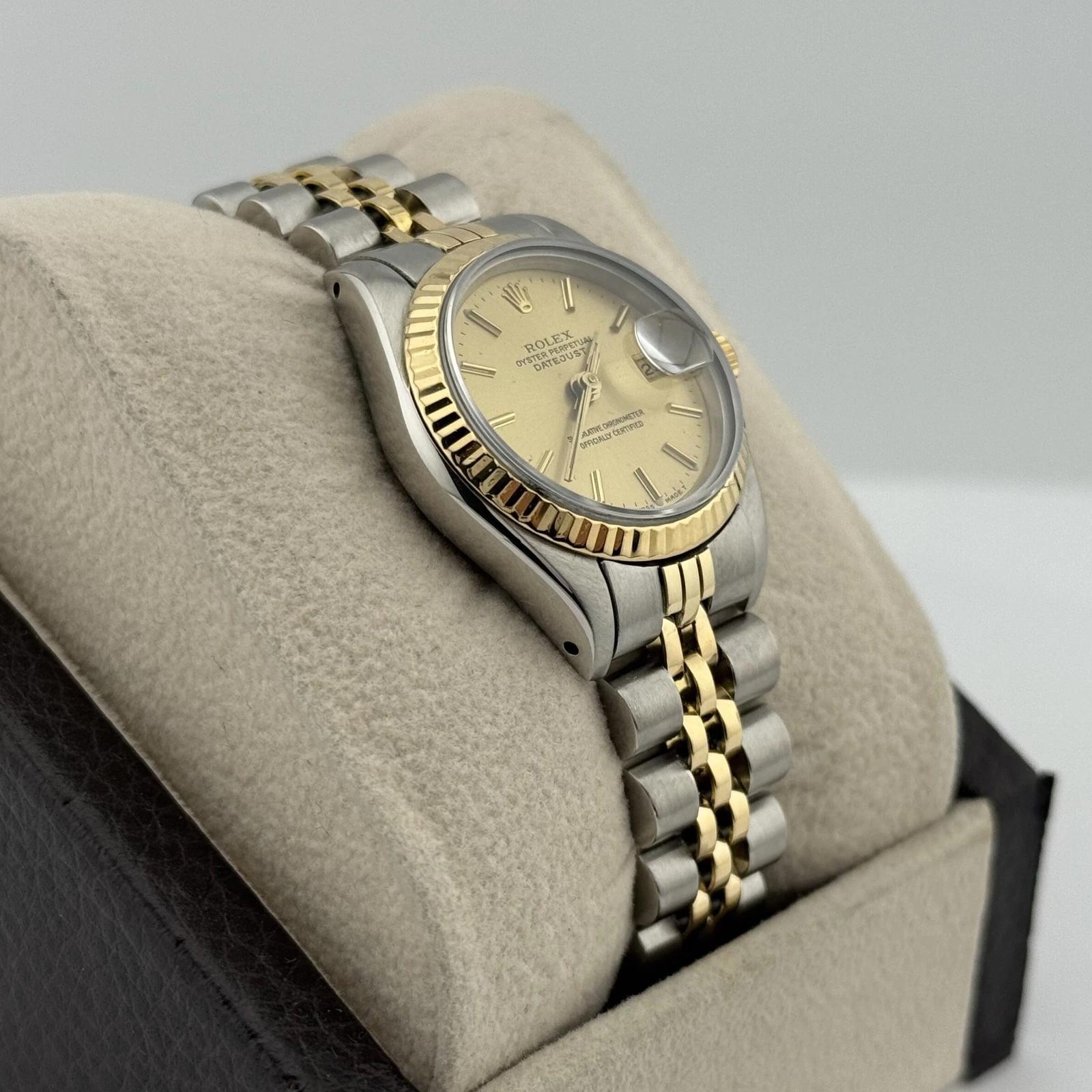 Rolex Ladies Datejust 69173 Champagner Zifferblatt 18K Gold Edelstahl im Angebot 1