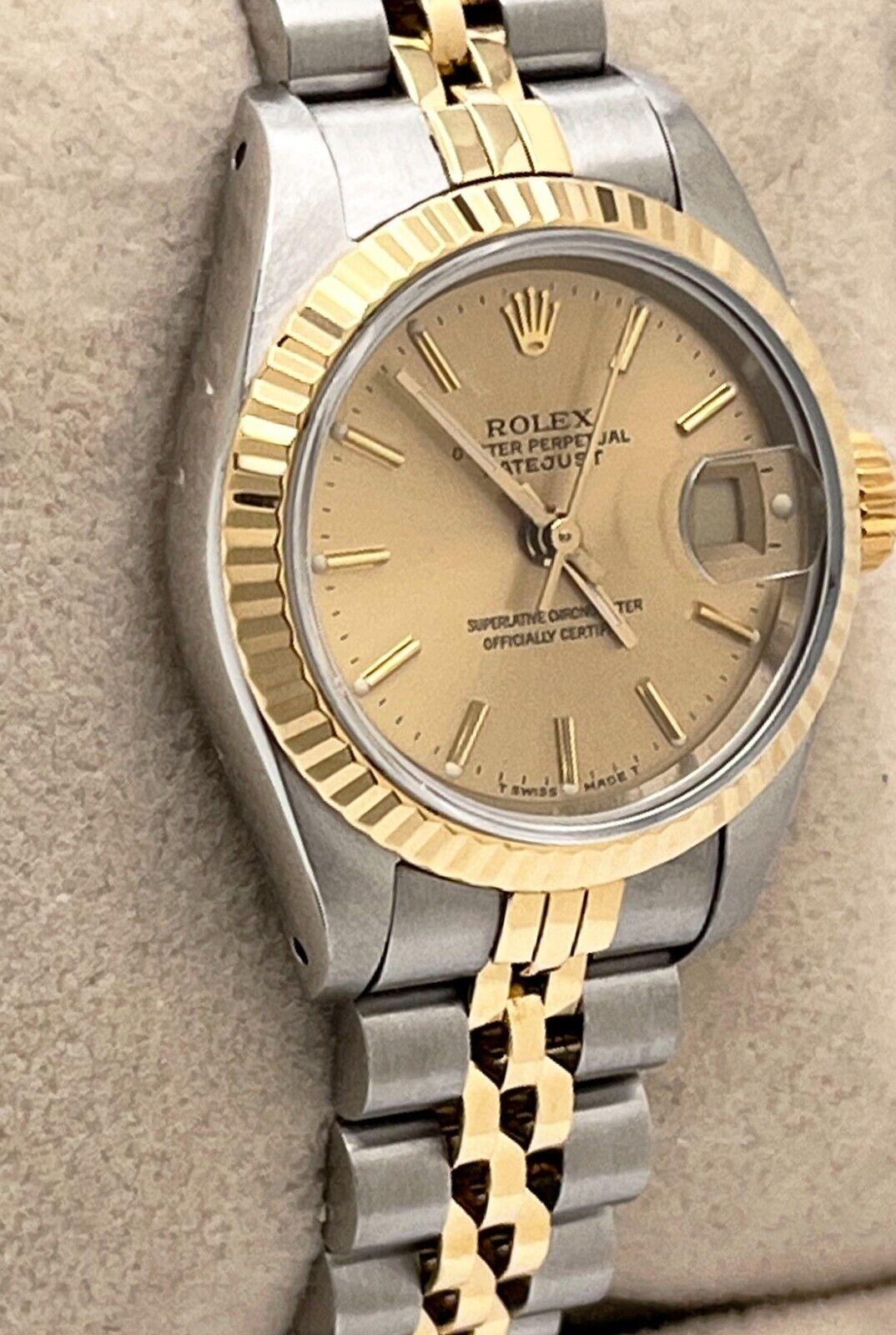 Rolex Damen Datejust 69173 Champagner Zifferblatt 18K Gelbgold Edelstahl Box Papiere 1