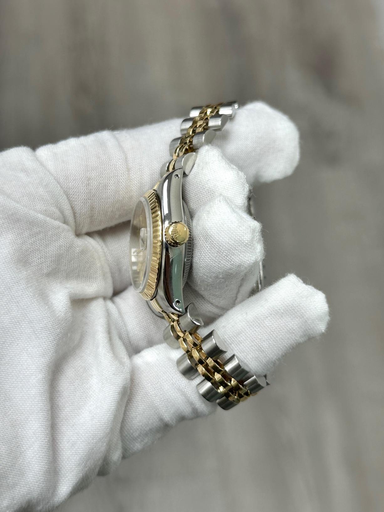 Rolex Ladies Datejust 69173 Esfera Champán Oro Amarillo 18k Acero Inoxidable en venta 2