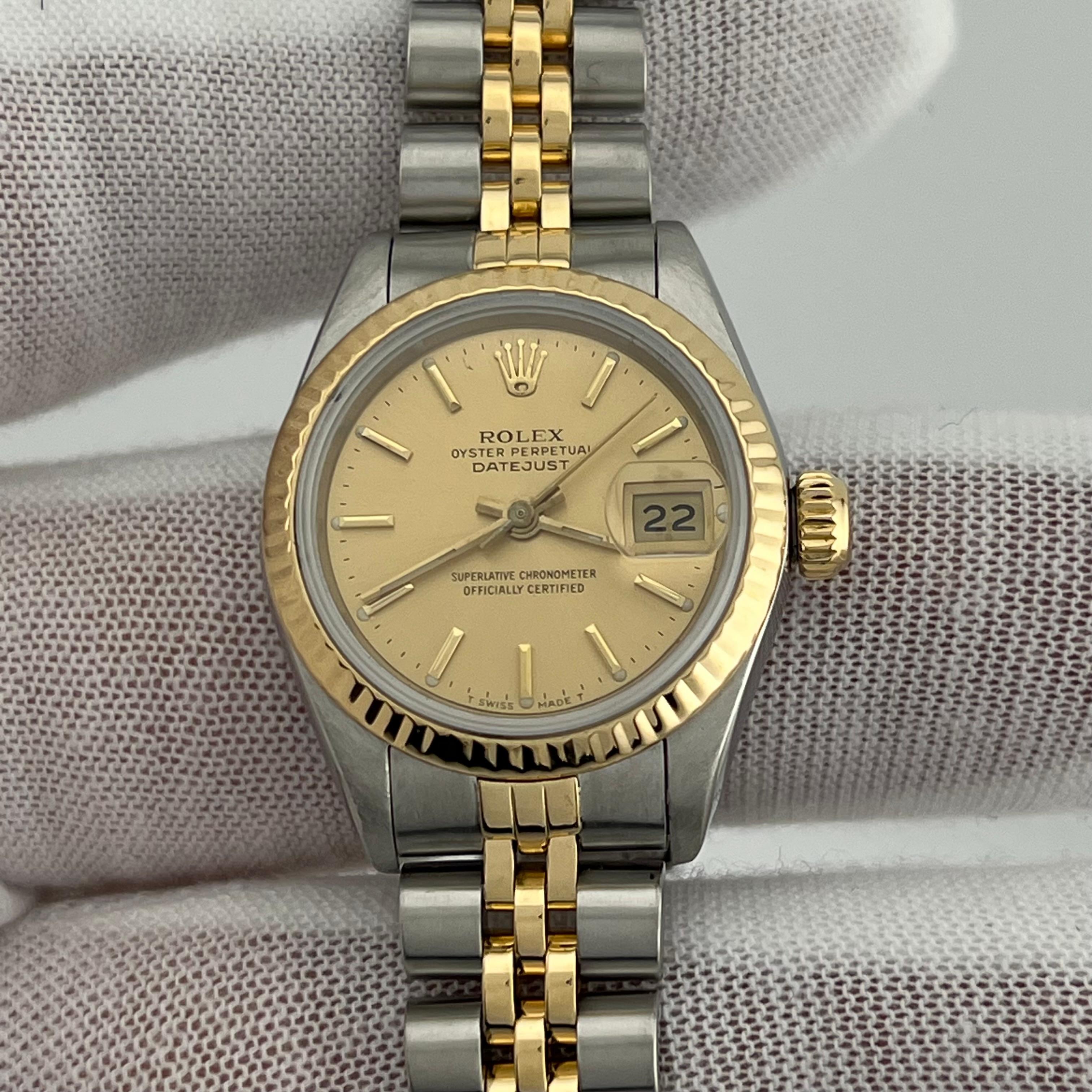Rolex Ladies Datejust 69173 Esfera Champán Oro Amarillo 18K Caja Acero Papel 1