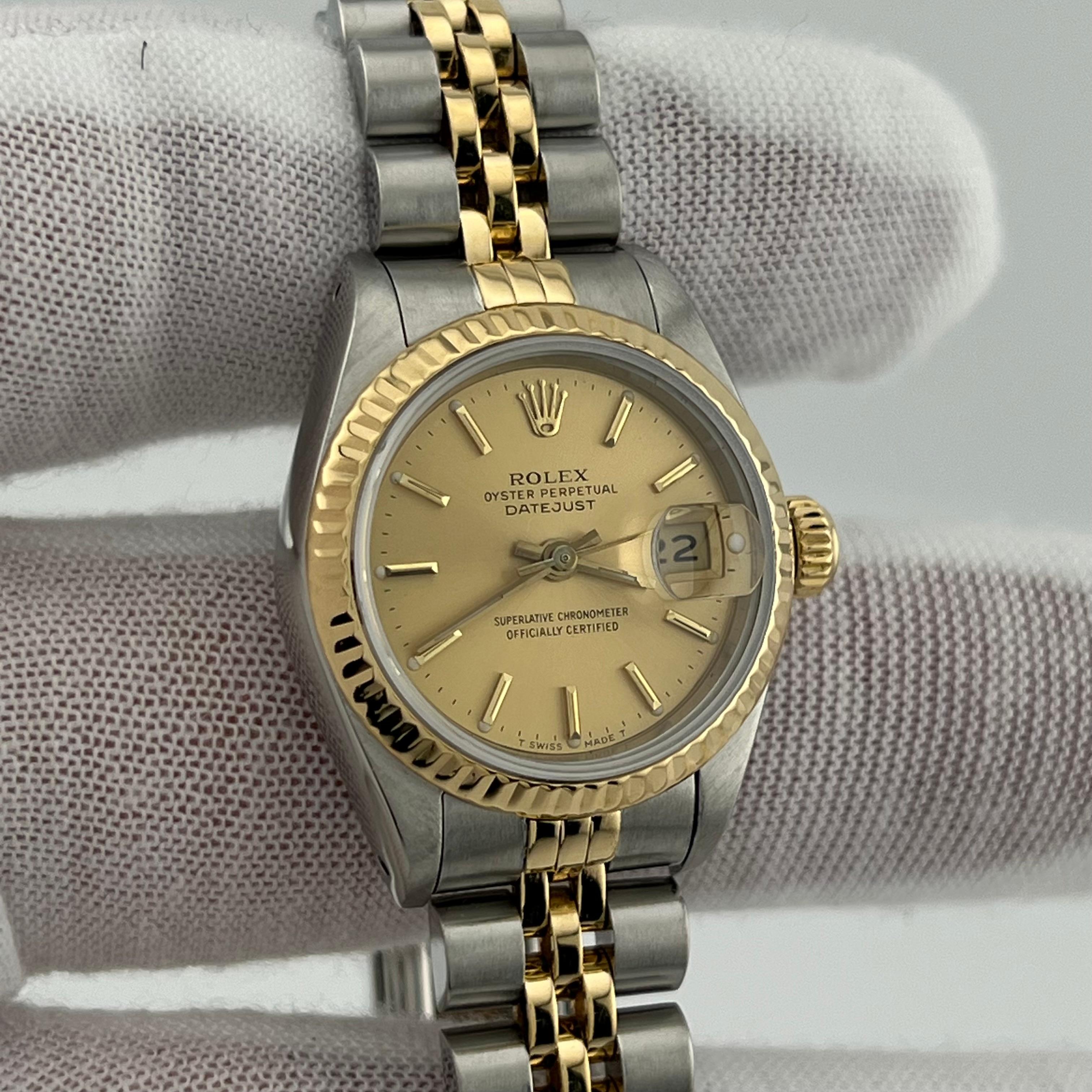 Rolex Ladies Datejust 69173 Esfera Champán Oro Amarillo 18K Caja Acero Papel 2