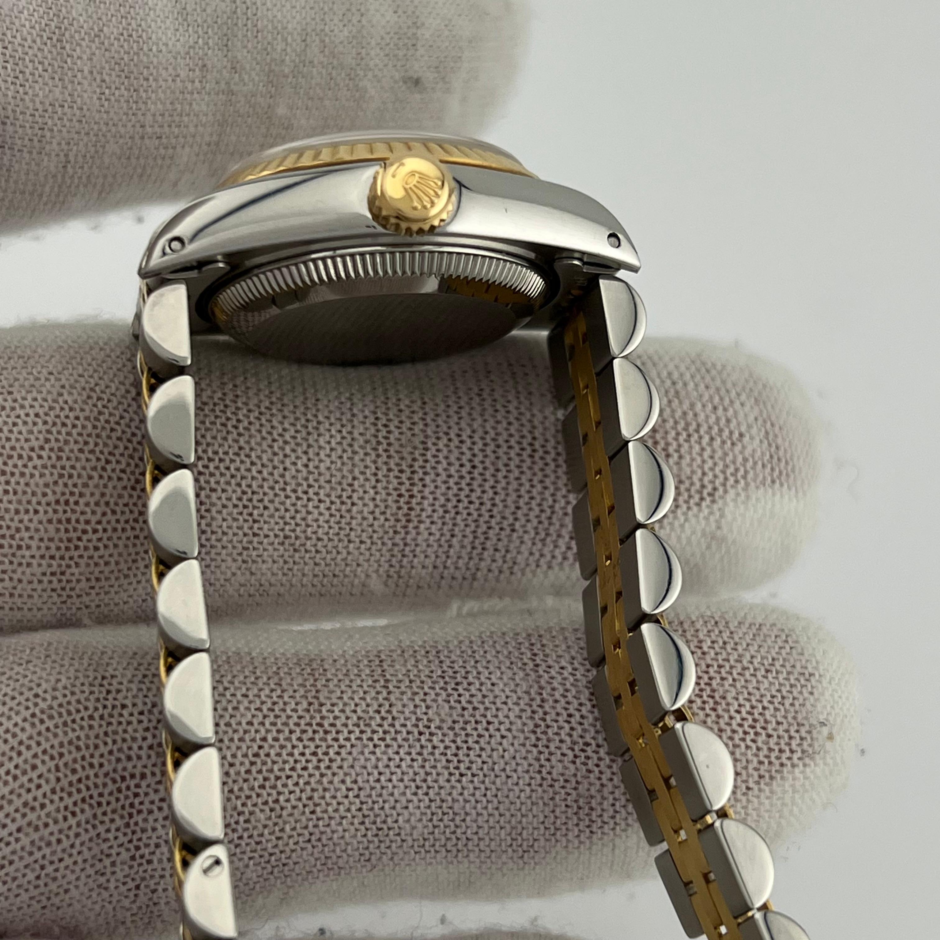 Rolex Ladies Datejust 69173 Champagne Roman Dial 18K Gold Steel Service Card 2