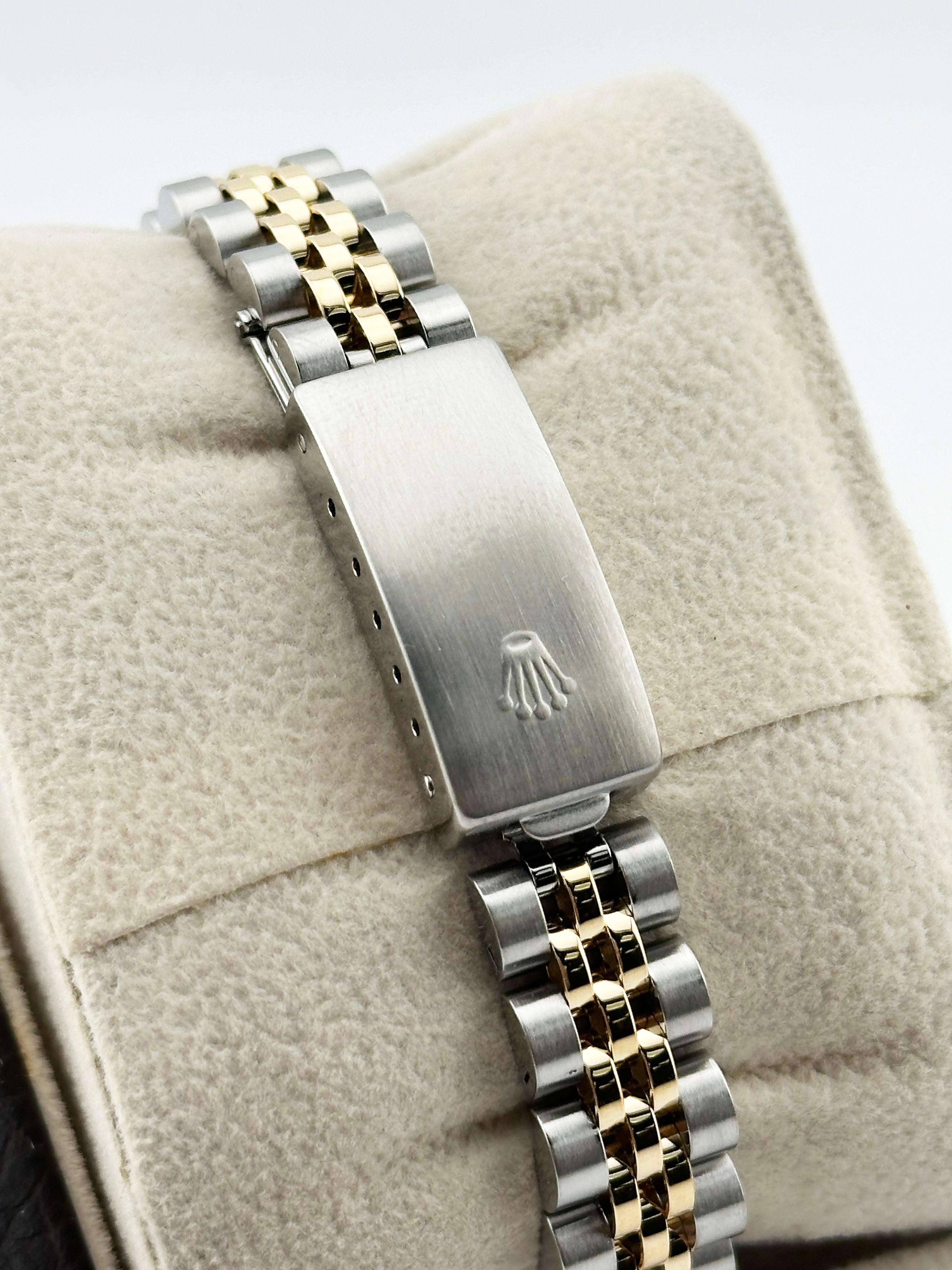Rolex Ladies Datejust 69173 Champagne Tapestry Dial 18K Yellow Gold Steel 26mm For Sale 2