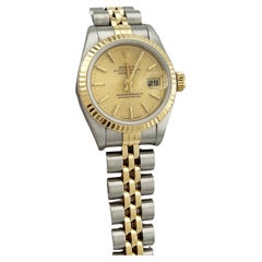 Rolex Damen Datejust 69173 Champagner-Wandteppich-Zifferblatt 18K Gelbgold Stahl