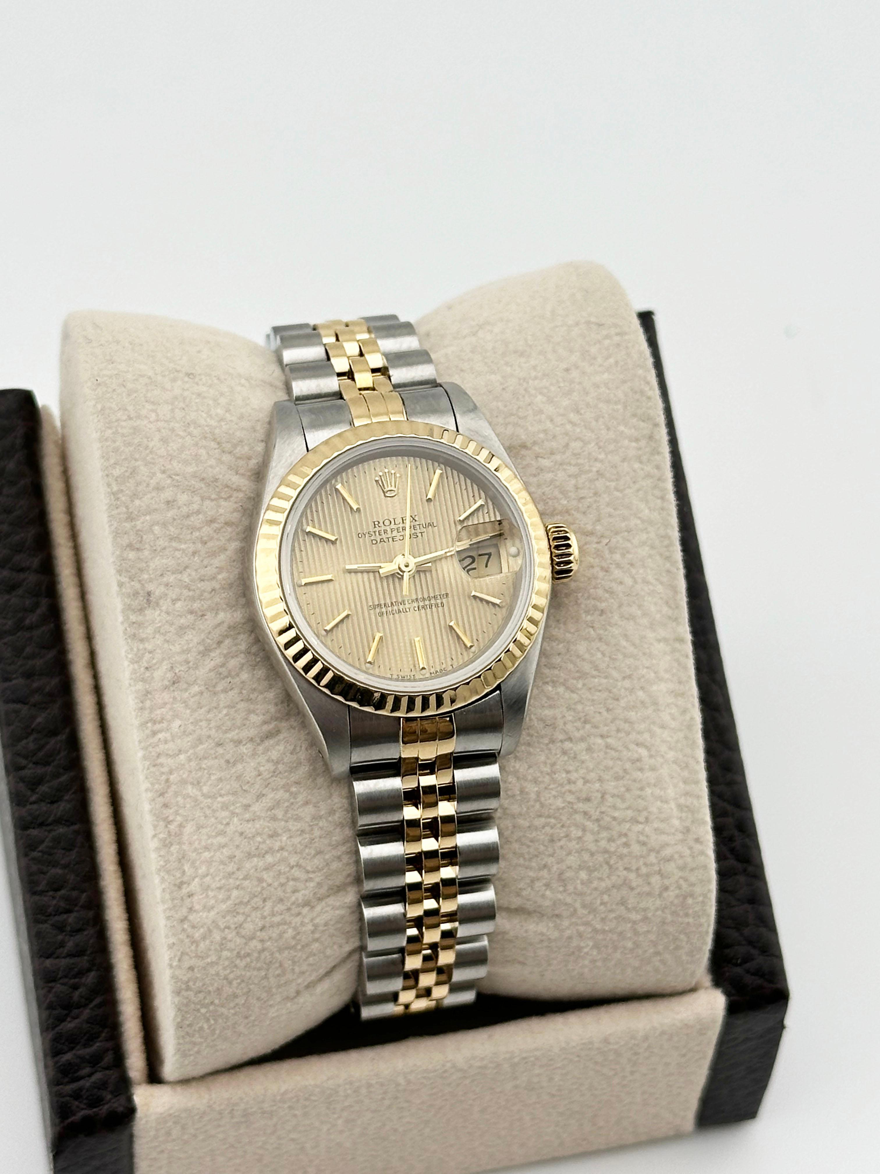 Rolex Ladies Datejust 69173 Champagne Tapestry Dial Box Paper 2
