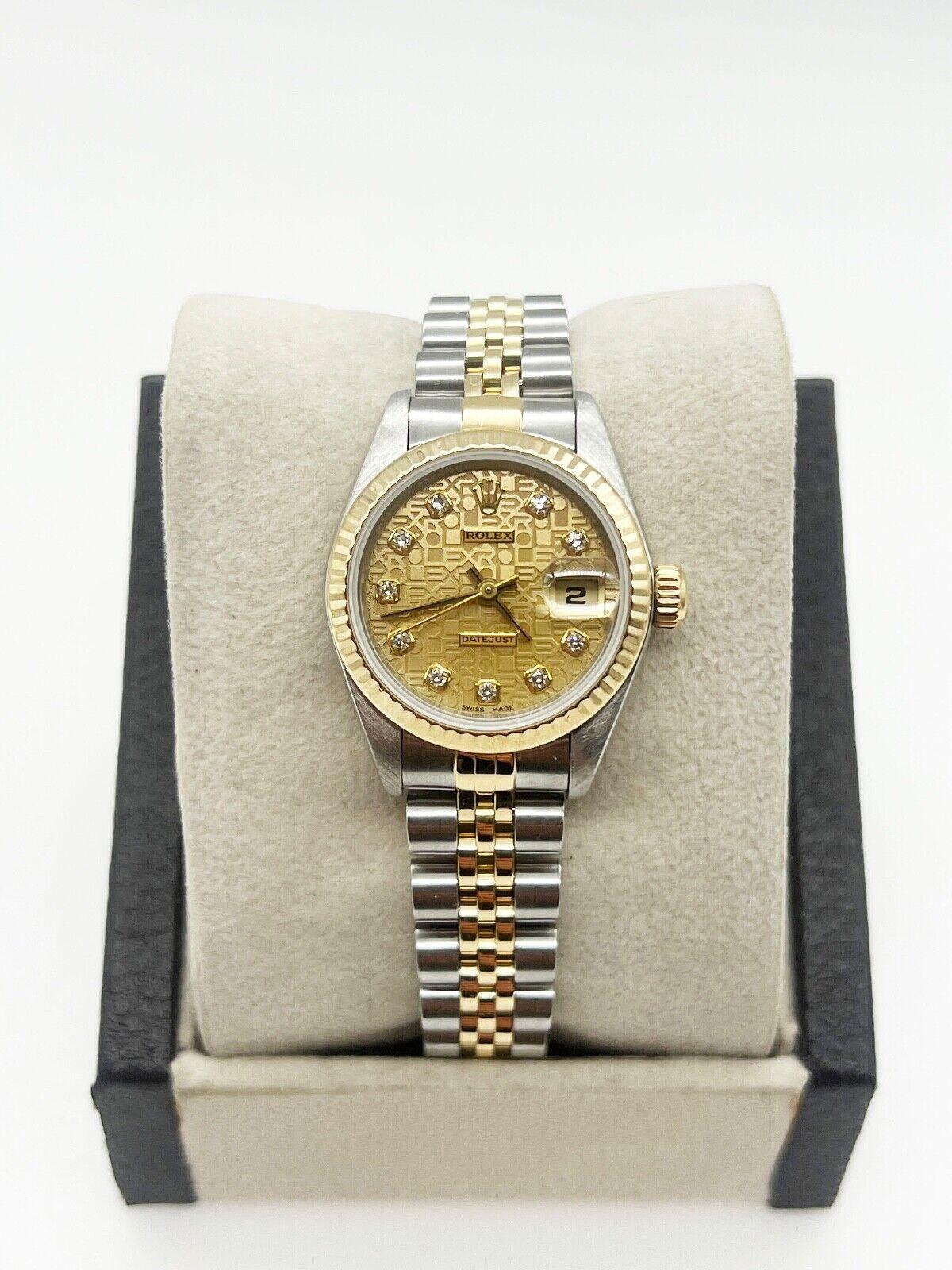 Rolex Ladies Datejust 69173 Jubilee Serti Diamond Dial 18K Gold Steel Box Papers 2