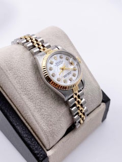 Rolex Ladies Datejust 69173 MOP Diamond Dial 18 Karat Gold Stainless Steel