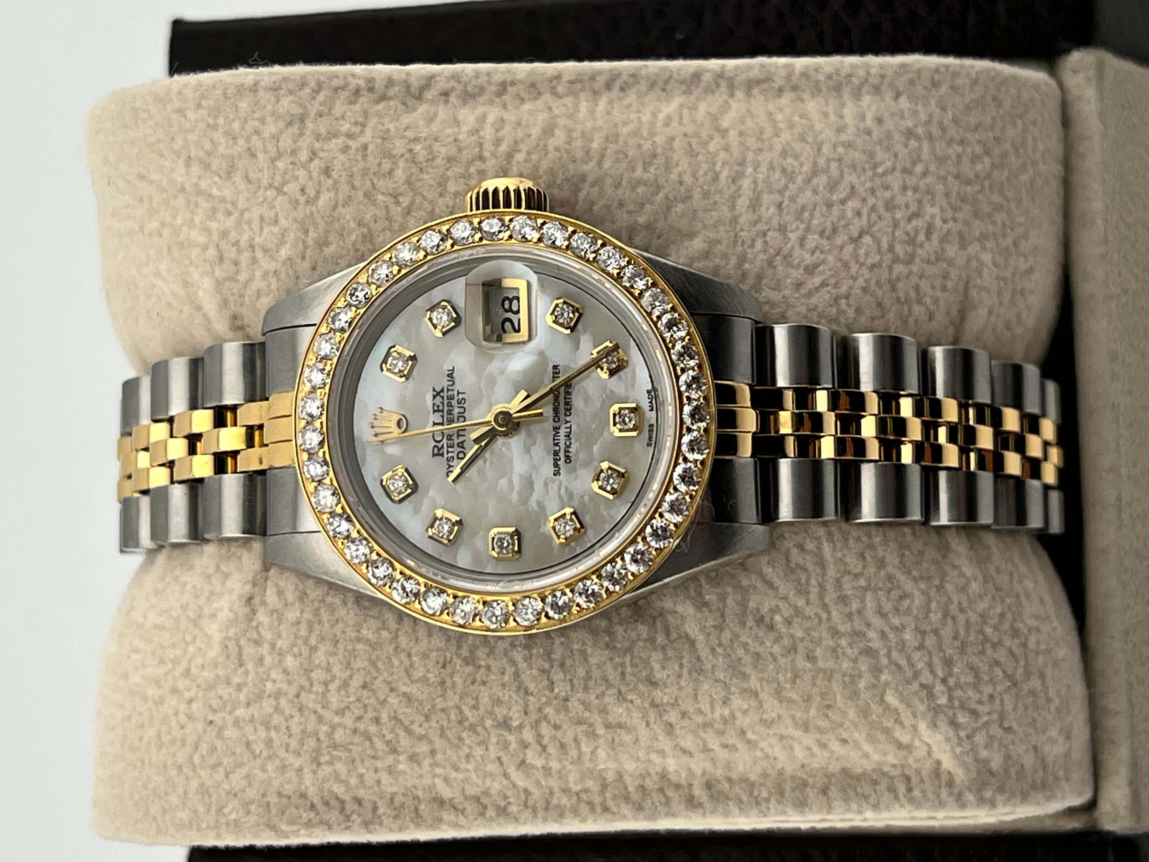 Rolex Ladies Datejust 69173 MOP Diamond Dial Bezel 18K Yellow Gold Steel 26mm 3